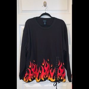 Black long Sleeve Shirt with Flames Size 2x